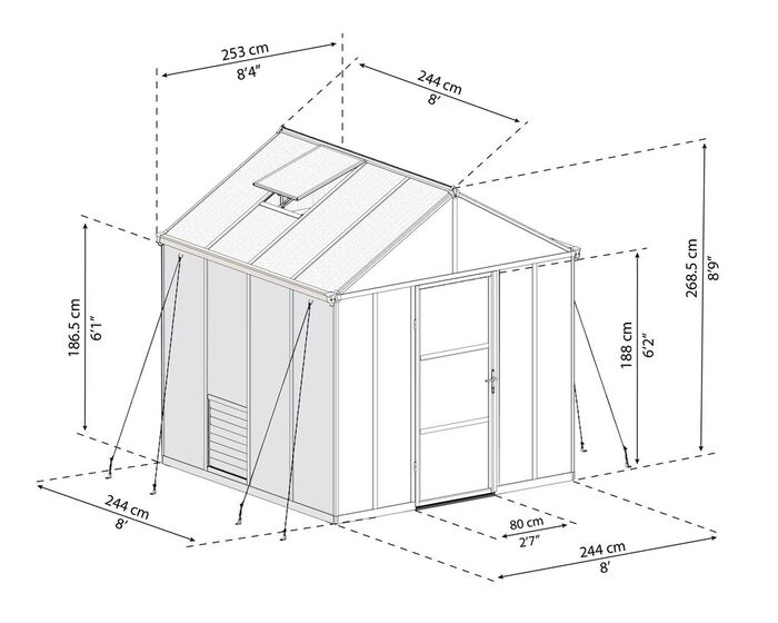 Växthus Glory Premium 6,2 m² Mörkgrå Canopia by Palram